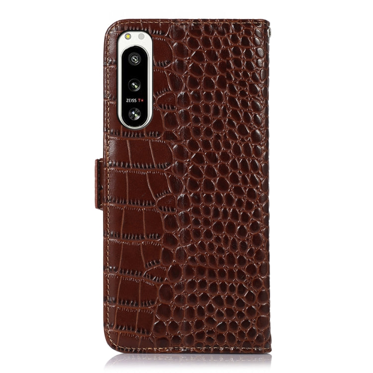 For Sony Xperia 5 IV Crocodile Top Layer Cowhide Leather Phone Case(Brown) by buy2fix
