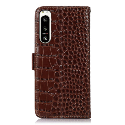 For Sony Xperia 5 IV Crocodile Top Layer Cowhide Leather Phone Case(Brown) by buy2fix