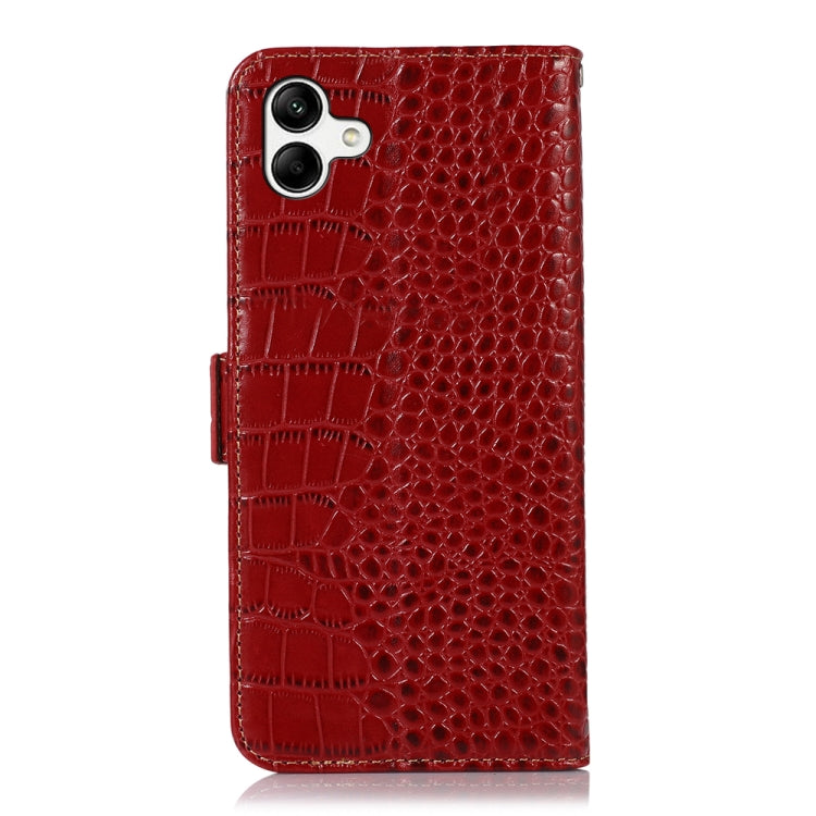 For Samsung Galaxy A04 4G Crocodile Top Layer Cowhide Leather Phone Case(Red) by buy2fix