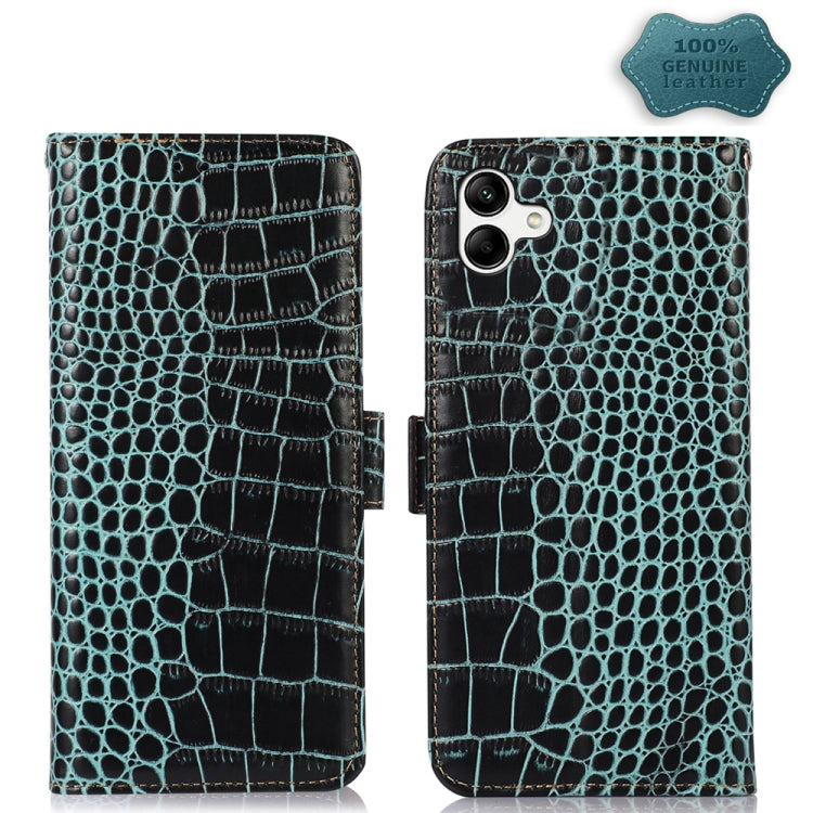 For Samsung Galaxy A04 4G Crocodile Top Layer Cowhide Leather Phone Case(Green) by buy2fix