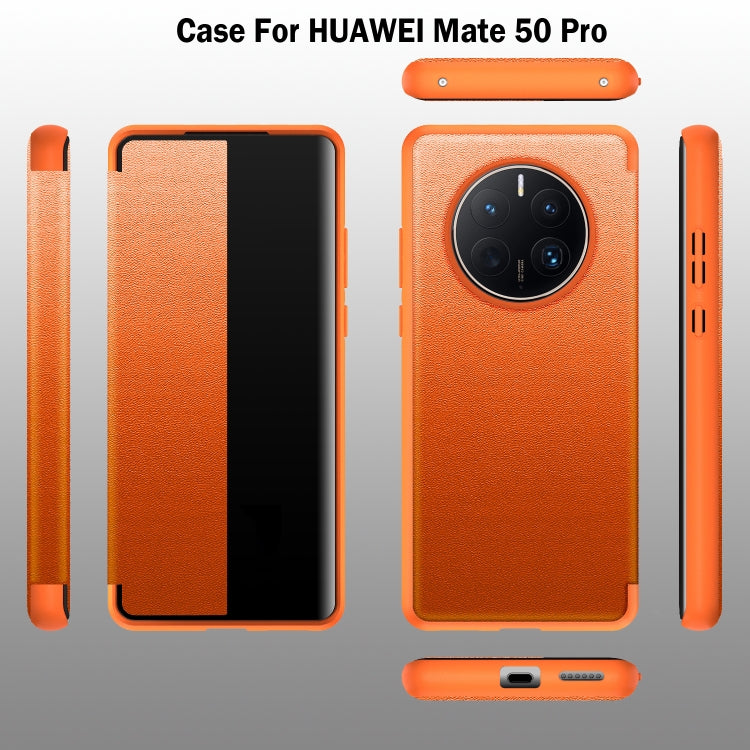 For Huawei Mate 50 Leather + TPU Frame Shockproof Phone Case(Green) - Huawei Cases by buy2fix | Online Shopping UK | buy2fix