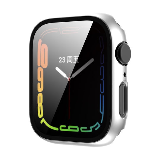 Tempered Glass Film Plating PC Watch Case For Apple Watch Series 9 / 8 & 7 41mm(Silver) - Watch Cases by buy2fix | Online Shopping UK | buy2fix