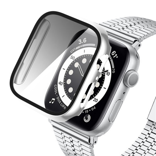 Tempered Glass Film Plating PC Watch Case For Apple Watch Series 9 / 8 & 7 41mm(Silver) - Watch Cases by buy2fix | Online Shopping UK | buy2fix