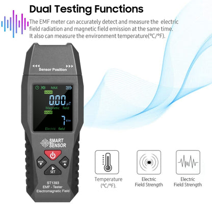 SmartSensor AS1393 Handheld Electromagnetic Radiation Detector(Black) - Radiation Detector by buy2fix | Online Shopping UK | buy2fix