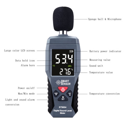 SmartSensor dB Decibel Detector Audio Tester, Model:ST9604 - Light & Sound Meter by buy2fix | Online Shopping UK | buy2fix