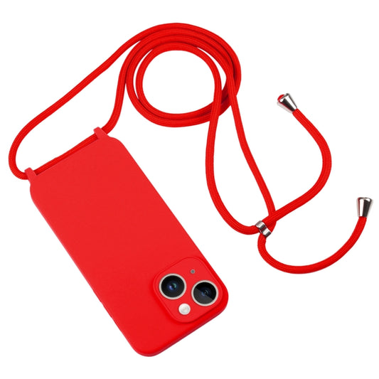 For iPhone 14 Plus Crossbody Lanyard Liquid Silicone Case(Red) - iPhone 14 Plus Cases by buy2fix | Online Shopping UK | buy2fix