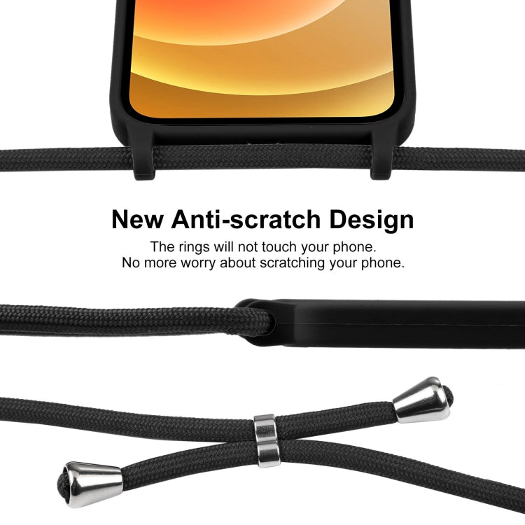 For iPhone 12 Crossbody Lanyard Liquid Silicone Case(Black) by buy2fix