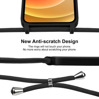 For iPhone 12 Crossbody Lanyard Liquid Silicone Case(Black) by buy2fix