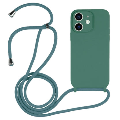 For iPhone 12 Crossbody Lanyard Liquid Silicone Case(Pine Needle Green) - iPhone 12 / 12 Pro Cases by buy2fix | Online Shopping UK | buy2fix