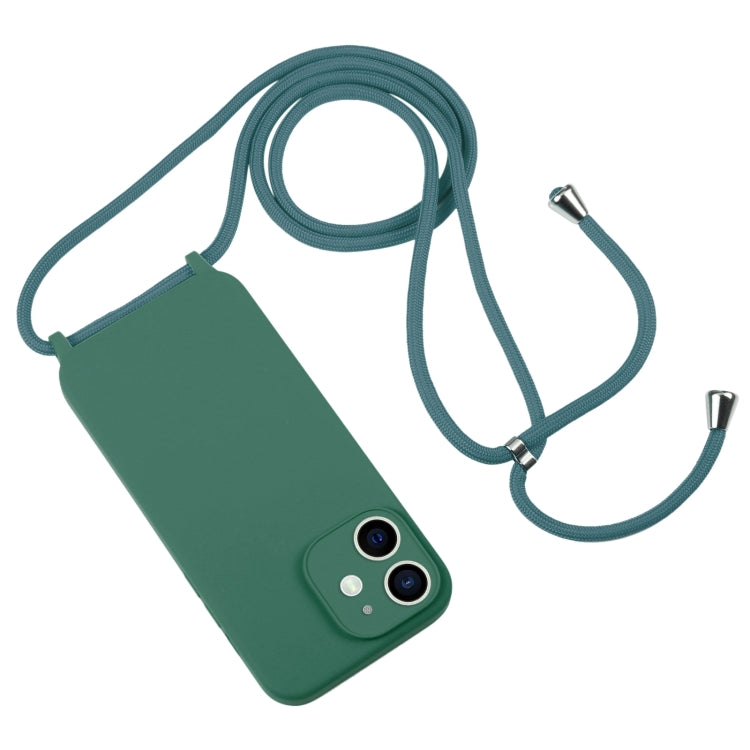 For iPhone 12 Crossbody Lanyard Liquid Silicone Case(Pine Needle Green) - iPhone 12 / 12 Pro Cases by buy2fix | Online Shopping UK | buy2fix