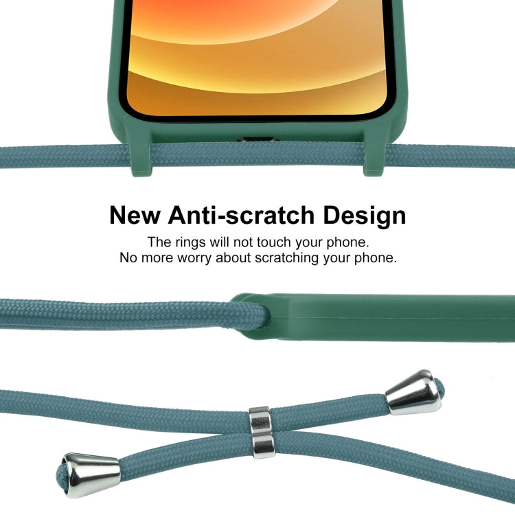 For iPhone 12 Crossbody Lanyard Liquid Silicone Case(Pine Needle Green) - iPhone 12 / 12 Pro Cases by buy2fix | Online Shopping UK | buy2fix