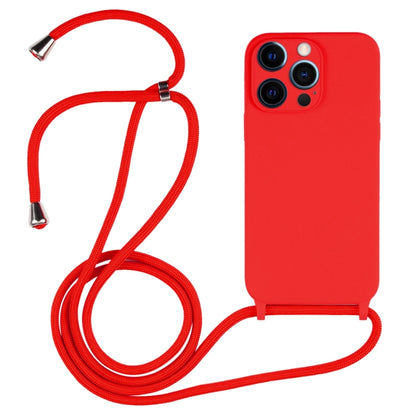 For iPhone 12 Pro Max Crossbody Lanyard Liquid Silicone Case(Red) by buy2fix