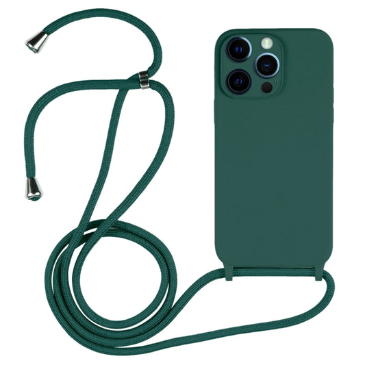 For iPhone 12 Pro Max Crossbody Lanyard Liquid Silicone Case(Clover Green) - iPhone 12 Pro Max Cases by buy2fix | Online Shopping UK | buy2fix