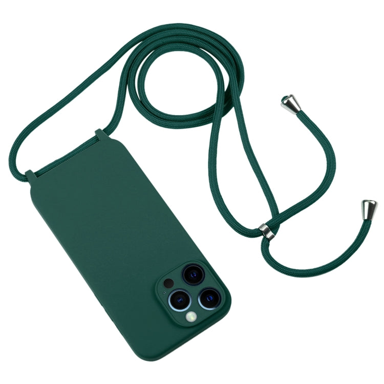 For iPhone 12 Pro Max Crossbody Lanyard Liquid Silicone Case(Clover Green) - iPhone 12 Pro Max Cases by buy2fix | Online Shopping UK | buy2fix