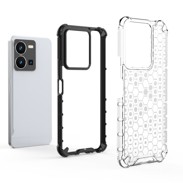 For vivo Y35 4G / Y22S 4G Global Honeycomb Phone Case(Black) - vivo Cases by buy2fix | Online Shopping UK | buy2fix
