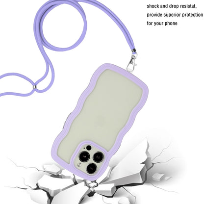 For iPhone 15 Pro Max Lanyard Candy Color Wave TPU Clear PC Phone Case(Purple) - iPhone 15 Pro Max Cases by buy2fix | Online Shopping UK | buy2fix
