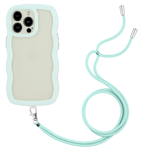 For iPhone 15 Pro Lanyard Candy Color Wave TPU Clear PC Phone Case(Green) - iPhone 15 Pro Cases by buy2fix | Online Shopping UK | buy2fix