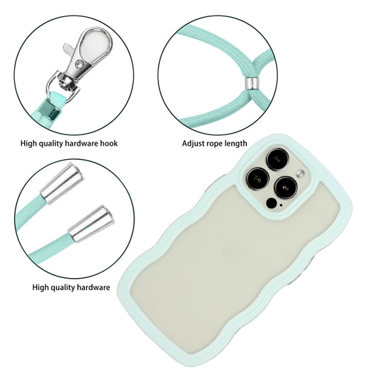 For iPhone 15 Pro Lanyard Candy Color Wave TPU Clear PC Phone Case(Green) - iPhone 15 Pro Cases by buy2fix | Online Shopping UK | buy2fix