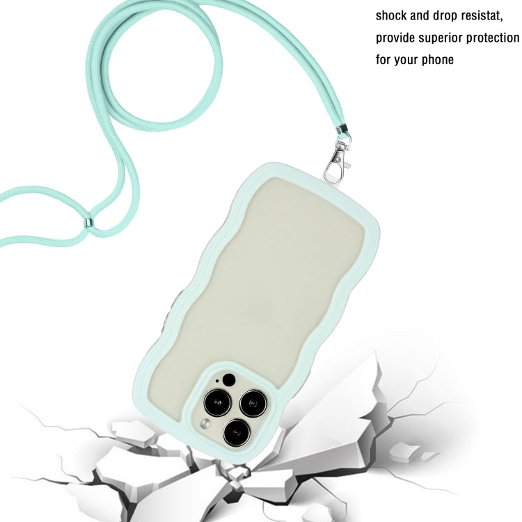 For iPhone 15 Pro Lanyard Candy Color Wave TPU Clear PC Phone Case(Green) - iPhone 15 Pro Cases by buy2fix | Online Shopping UK | buy2fix