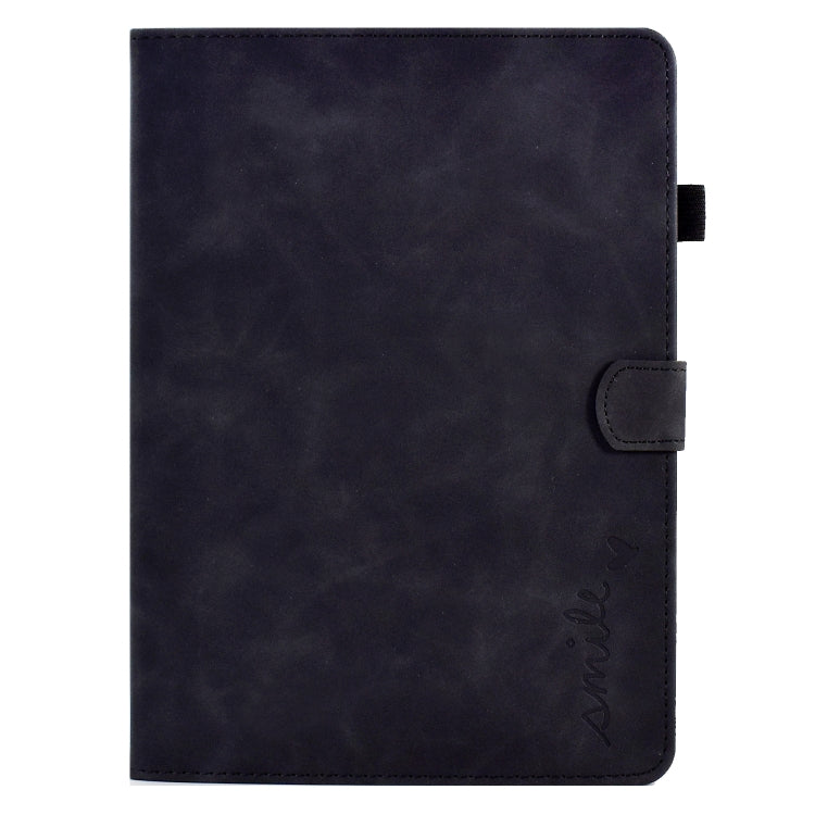 For iPad Air 2022 / 2020 10.9 Embossed Smile Flip Tablet Leather Smart Case(Black) - iPad Air (2022) / (2020) 10.9 Cases by buy2fix | Online Shopping UK | buy2fix