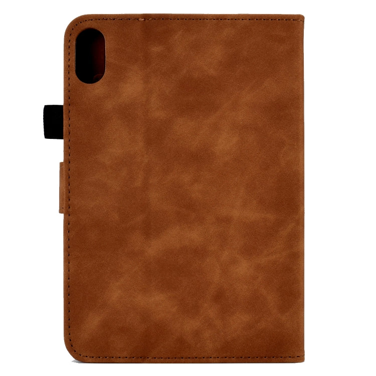 For iPad mini 2024 / mini 6 Embossed Smile Flip Tablet Leather Smart Case(Brown) - iPad mini 6 Cases by buy2fix | Online Shopping UK | buy2fix