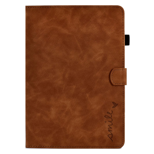 For iPad 9.7 2018&2017 / Air 2 / Air Embossed Smile Flip Tablet Leather Smart Case(Brown) - iPad 9.7 (2018) & (2017) Cases by buy2fix | Online Shopping UK | buy2fix