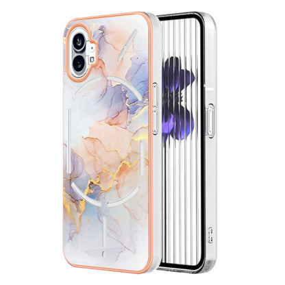 For Nothing Phone 1 Electroplating IMD TPU Phone Case with Ring(White Marble) - Nothing Cases by buy2fix | Online Shopping UK | buy2fix