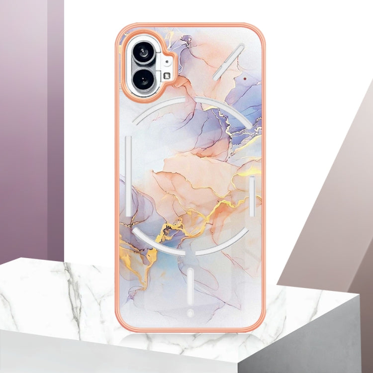 For Nothing Phone 1 Electroplating IMD TPU Phone Case with Ring(White Marble) - Nothing Cases by buy2fix | Online Shopping UK | buy2fix