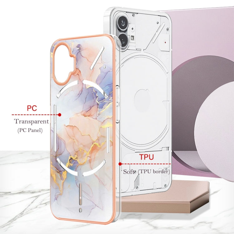 For Nothing Phone 1 Electroplating IMD TPU Phone Case with Ring(White Marble) - Nothing Cases by buy2fix | Online Shopping UK | buy2fix
