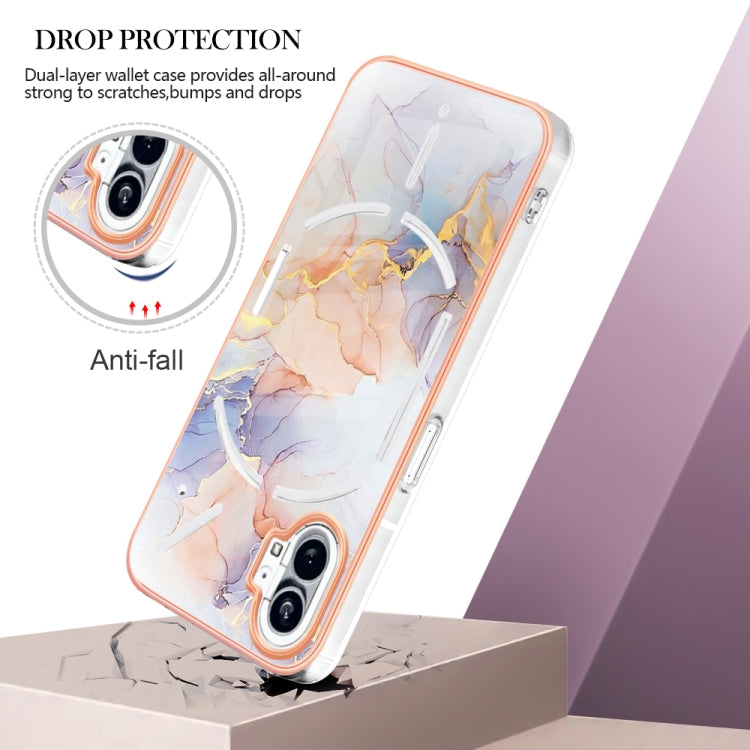 For Nothing Phone 1 Electroplating IMD TPU Phone Case with Ring(White Marble) - Nothing Cases by buy2fix | Online Shopping UK | buy2fix