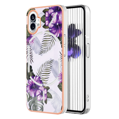 For Nothing Phone 1 Electroplating IMD TPU Phone Case with Ring(Purple Flower) by buy2fix