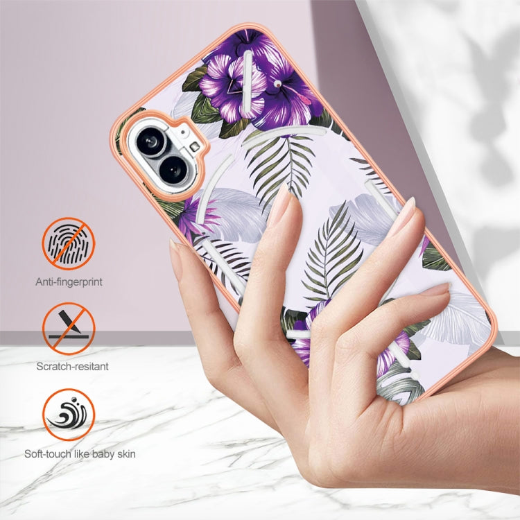 For Nothing Phone 1 Electroplating IMD TPU Phone Case with Ring(Purple Flower) by buy2fix