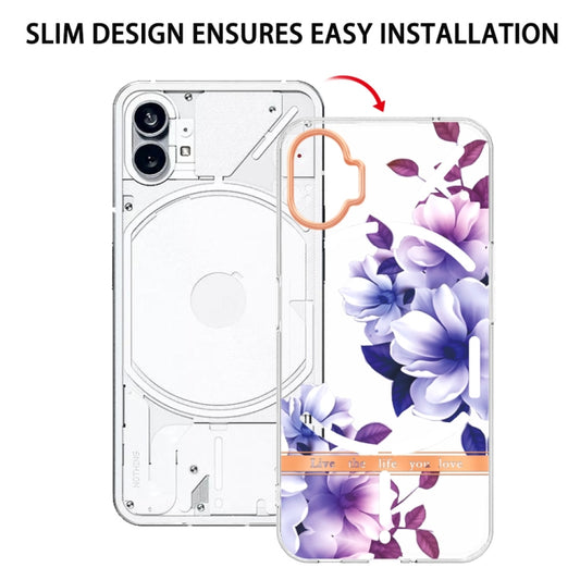 For Nothing Phone 1 Flowers and Plants Series IMD TPU Phone Case(Purple Begonia) - Nothing Cases by buy2fix | Online Shopping UK | buy2fix