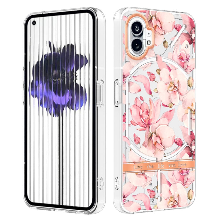 For Nothing Phone 1 Flowers and Plants Series IMD TPU Phone Case(Pink Gardenia) by buy2fix