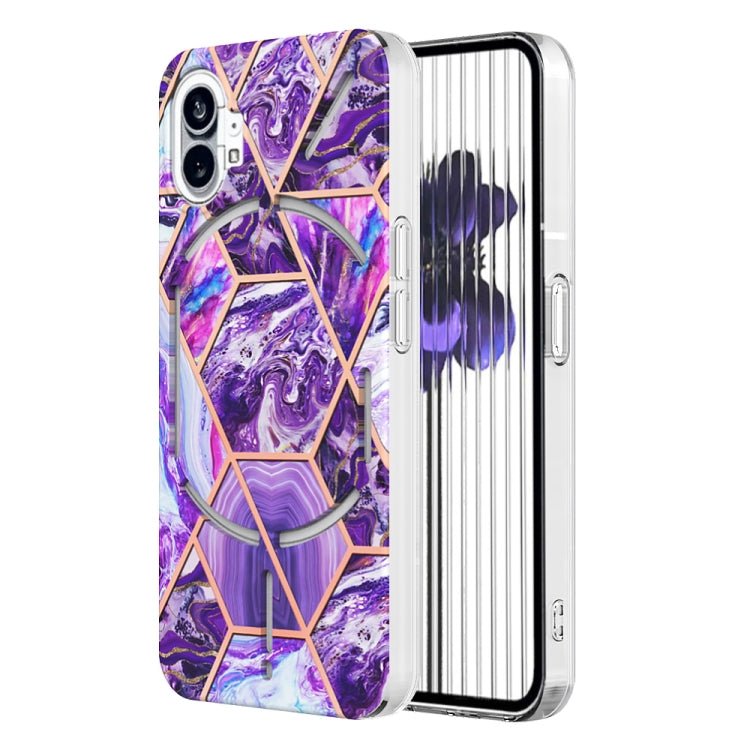 For Nothing Phone 1 Electroplating IMD Splicing Marble TPU Phone Case(Dark Purple) by buy2fix