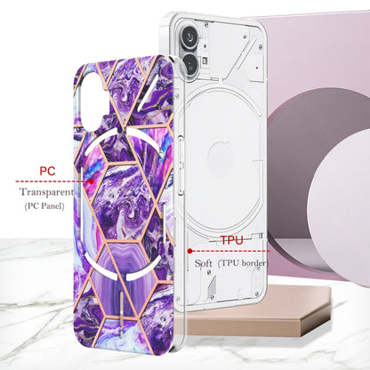 For Nothing Phone 1 Electroplating IMD Splicing Marble TPU Phone Case(Dark Purple) by buy2fix