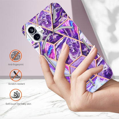 For Nothing Phone 1 Electroplating IMD Splicing Marble TPU Phone Case(Dark Purple) by buy2fix