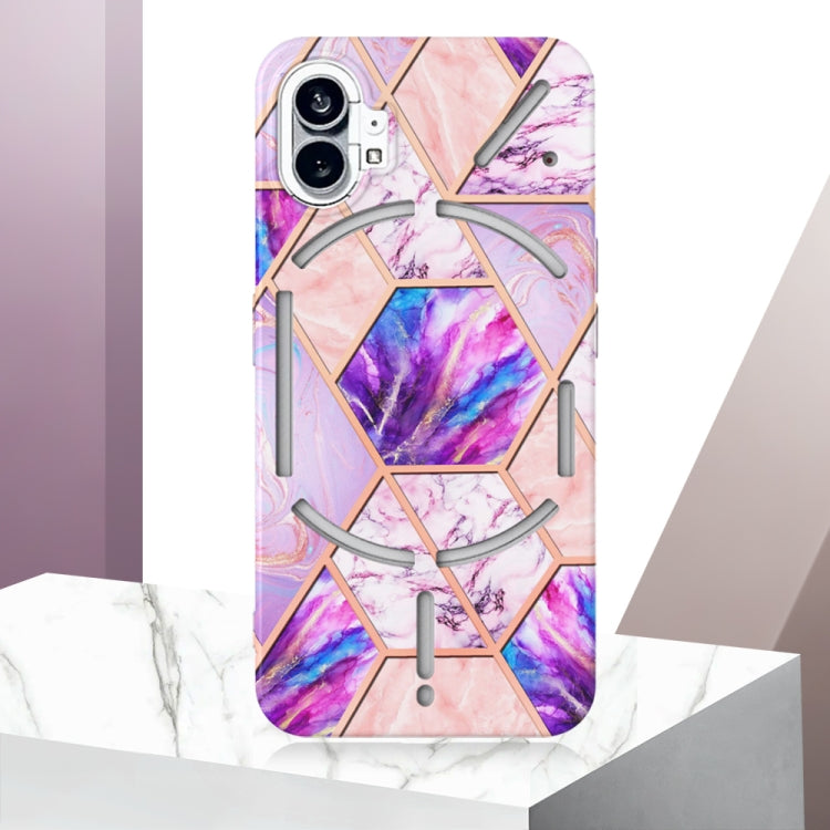 For Nothing Phone 1 Electroplating IMD Splicing Marble TPU Phone Case(Light Purple) by buy2fix