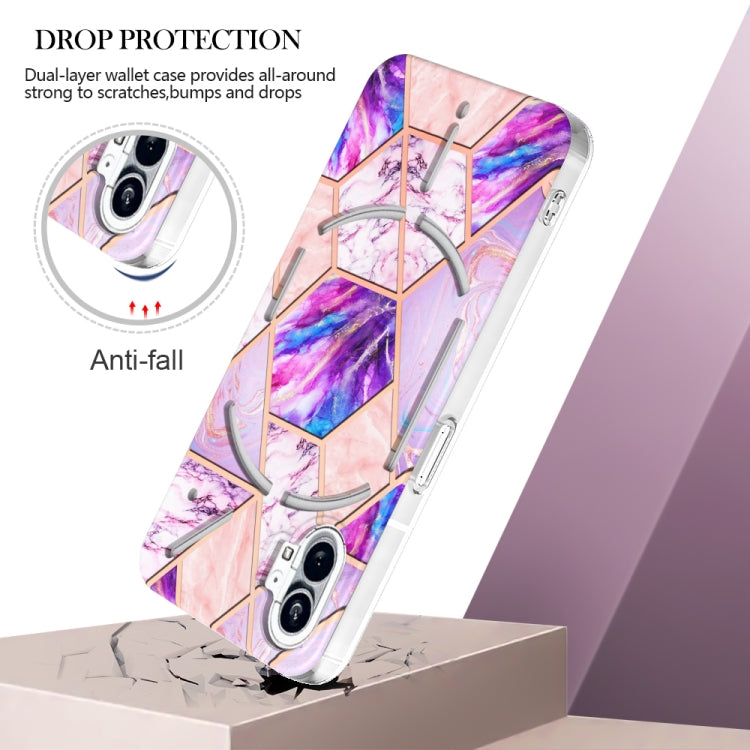 For Nothing Phone 1 Electroplating IMD Splicing Marble TPU Phone Case(Light Purple) by buy2fix