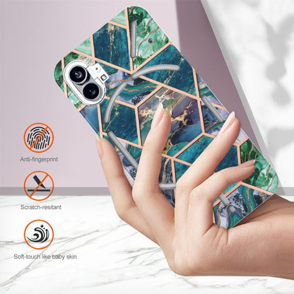 For Nothing Phone 1 Electroplating IMD Splicing Marble TPU Phone Case(Blue Green) by buy2fix