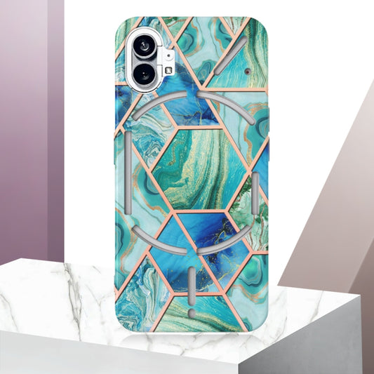 For Nothing Phone 1 Electroplating IMD Splicing Marble TPU Phone Case(Green) - Nothing Cases by buy2fix | Online Shopping UK | buy2fix