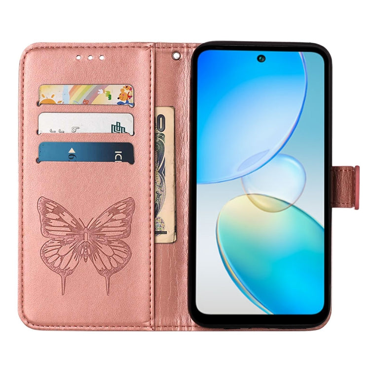 For Infinix Hot 12 X6817 Embossed Butterfly Flip Leather Phone Case(Rose Gold) - Infinix Cases by buy2fix | Online Shopping UK | buy2fix