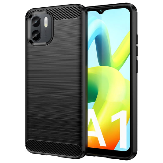For Xiaomi Redmi A1 Brushed Texture Carbon Fiber TPU Phone Case(Black) by buy2fix