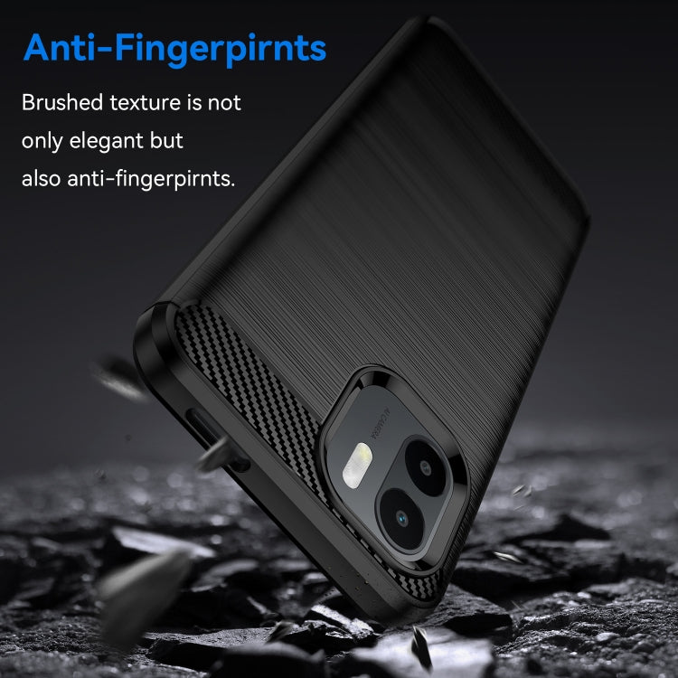 For Xiaomi Redmi A1 Brushed Texture Carbon Fiber TPU Phone Case(Black) by buy2fix