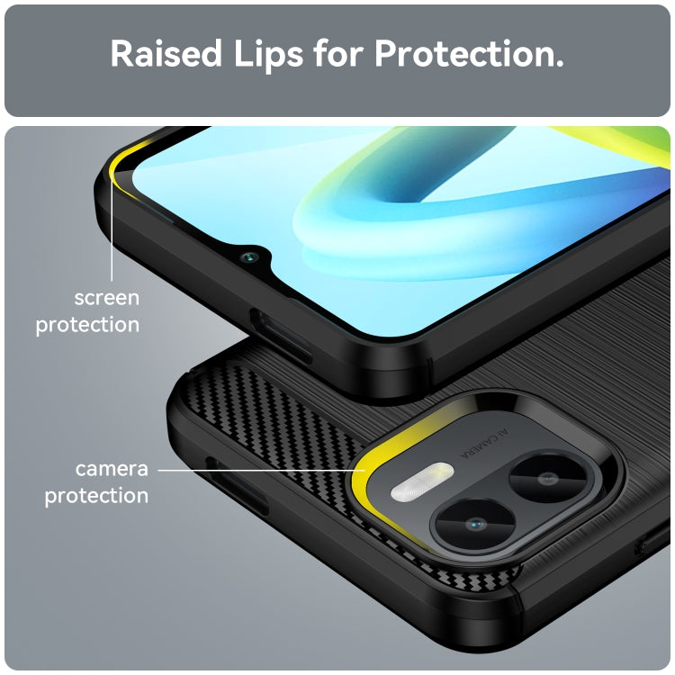For Xiaomi Redmi A1 Brushed Texture Carbon Fiber TPU Phone Case(Black) by buy2fix