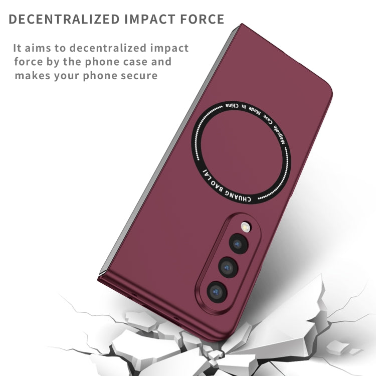 For Samsung Galaxy Z Fold3 5G Magsafe Magnetic Folding PC Phone Case(Wine Red) by buy2fix