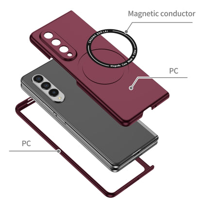 For Samsung Galaxy Z Fold3 5G Magsafe Magnetic Folding PC Phone Case(Wine Red) by buy2fix