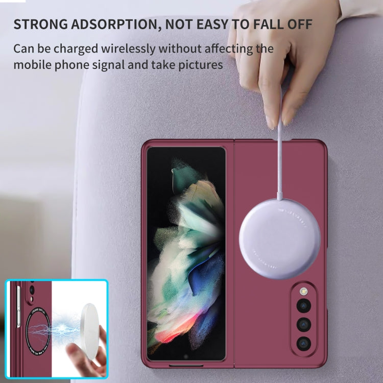 For Samsung Galaxy Z Fold3 5G Magsafe Magnetic Folding PC Phone Case(Wine Red) by buy2fix