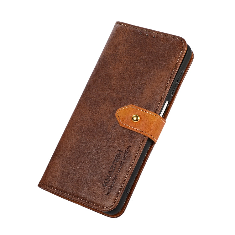 For Xiaomi Poco M4 5G/M5 5G KHAZNEH Dual-color Cowhide Texture Flip Leather Phone Case(Brown) - Xiaomi Cases by buy2fix | Online Shopping UK | buy2fix