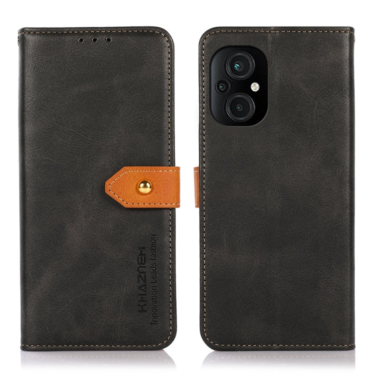 For Xiaomi Poco M4 5G/M5 5G KHAZNEH Dual-color Cowhide Texture Flip Leather Phone Case(Black) - Xiaomi Cases by buy2fix | Online Shopping UK | buy2fix